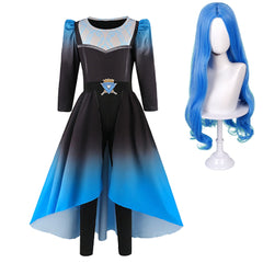 Kids Children Descendants: Wicked Wonderland (2026) Evil Chloe Blue Black Set Outfits Cosplay Costume