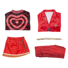 Kids Children Descendants: Wicked Wonderland (2026) Red Printed Set Outfits Cosplay Costume