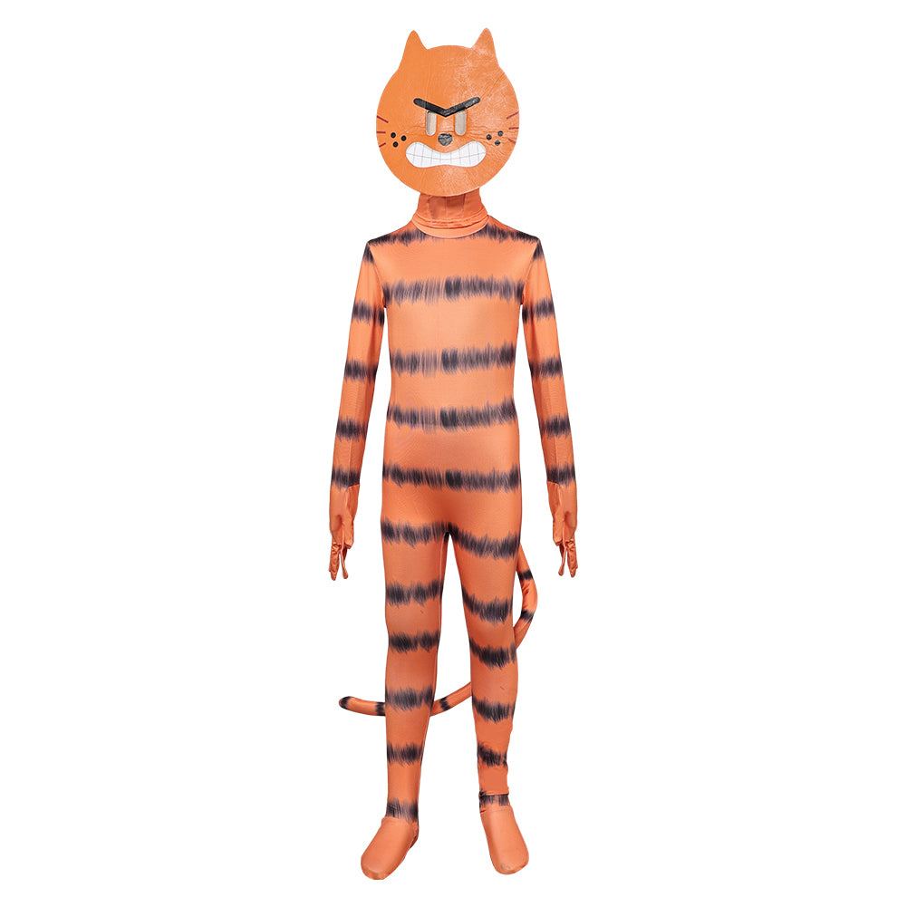 Kids Children Dog Man (2025) Petey The Cat Orange Jumpsuit Mask Outfits Cosplay Costume 