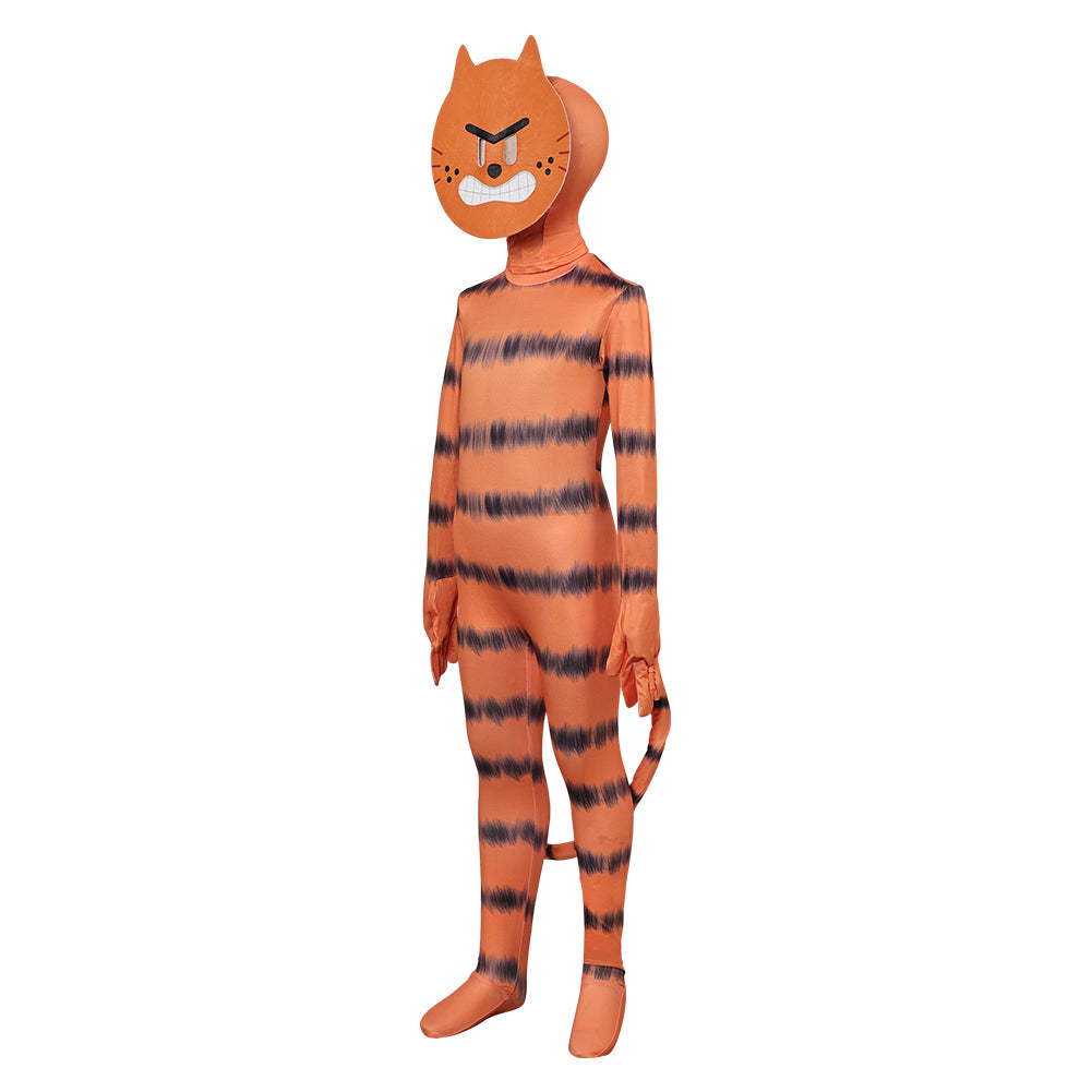 Kids Children Dog Man (2025) Petey The Cat Orange Jumpsuit Mask Outfits  Cosplay Costume