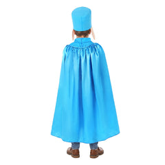 Kids Children Dog Man Blue Shirt Cloak Hat 3PCS Set Outfits Cosplay Costume