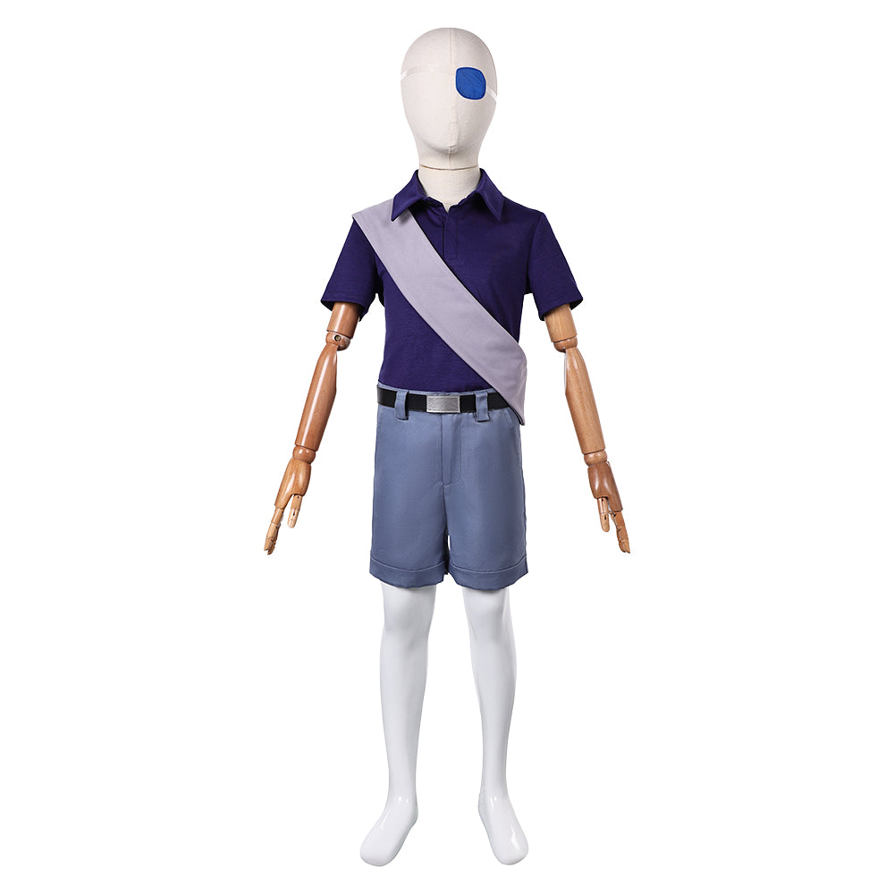 Kids Children Elio (2025) Elio Blue Set Eye Patch Outfits Cosplay Costume 