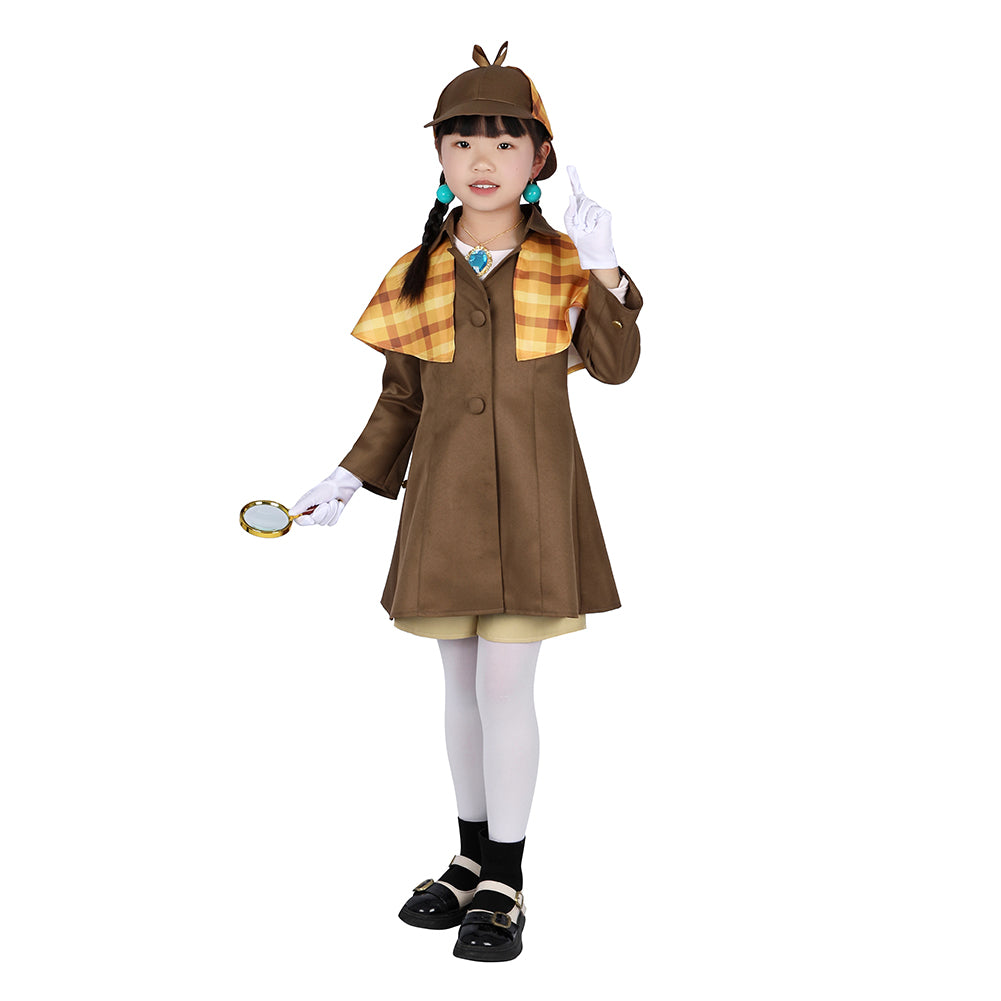 Kids Children Game Princess Peach: Showtime! (2024) Detective Peach Brown Outfits Cosplay Costume Halloween Carnival Suit