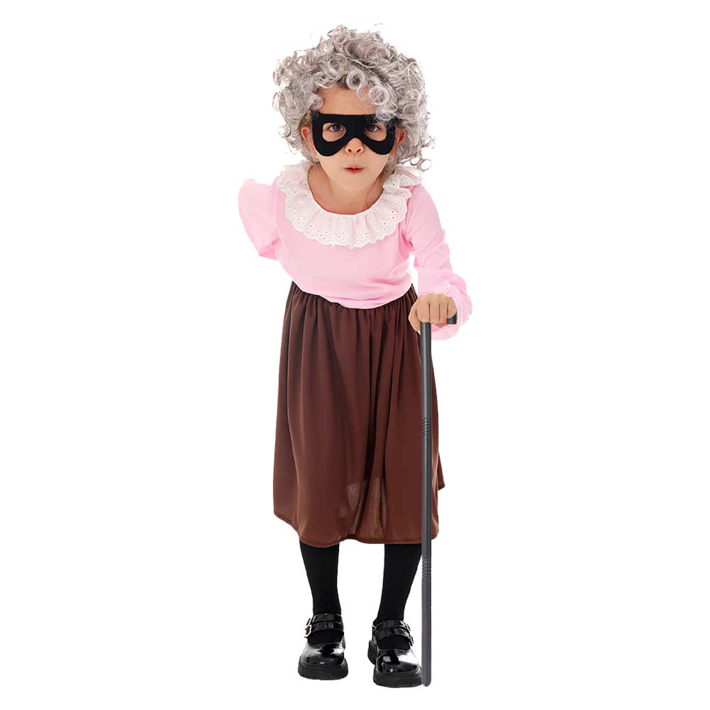 Kids Children Gangsta Granny Grandma Outfits World Book Day Cosplay Costume