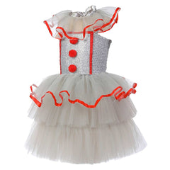 Kids Children Horror Movie It 2 Clown Little Girls Dress Cosplay Outfits Costume Halloween Carnival Suit