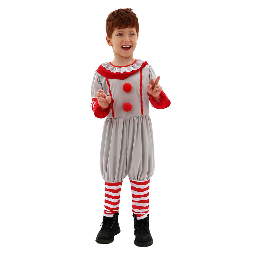 Kids Children Horror Movie It 2 Pennywise Clown Jumpsuit Outfits Cosplay Costume Halloween Carnival Suit