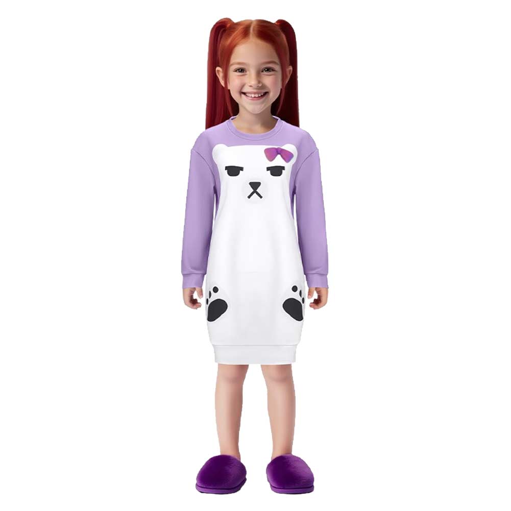 Kids Children KPop Demon Hunters (2025) Mira Purple Sleeve Sleepwear Outfits Cosplay Costume 