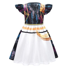 Kids Children KPop Demon Hunters (2025) Rumi Printed Black White Dress Bag Outfits Cosplay Costume