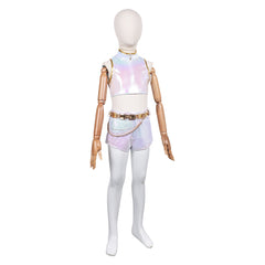 Kids Children KPop Demon Hunters (2025) Rumi What It Sounds Like White Set Cosplay Costume 