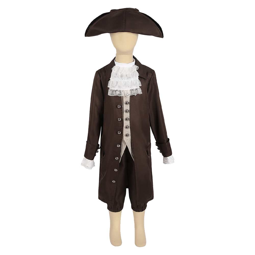 Kids Children Little Pirates Brown Set Outfits Cosplay Costume Halloween Carnival Suit