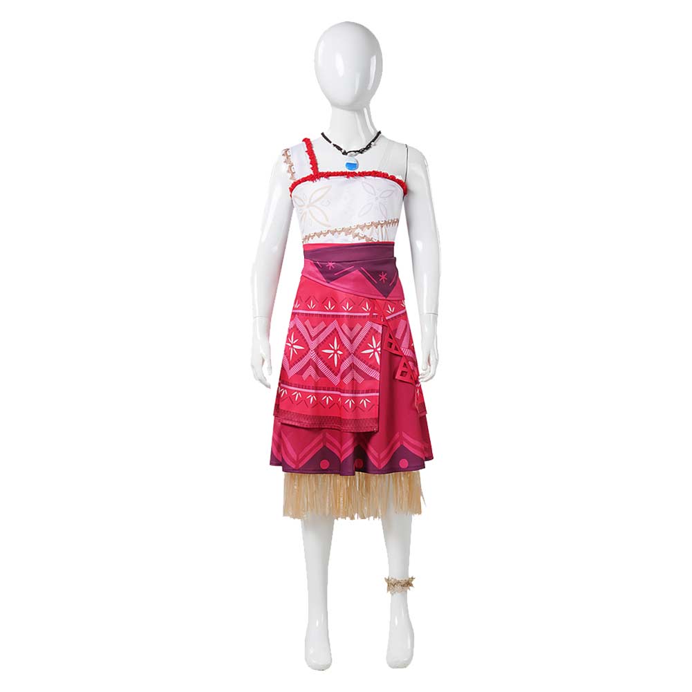 Kids Children Moana 2 (2024) Moana Red Skirt Outfits Cosplay Costume 