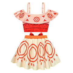 Kids Children Moana (2024) Moana Orange Patterned ​Swimsuit Cosplay Costume Outfits 