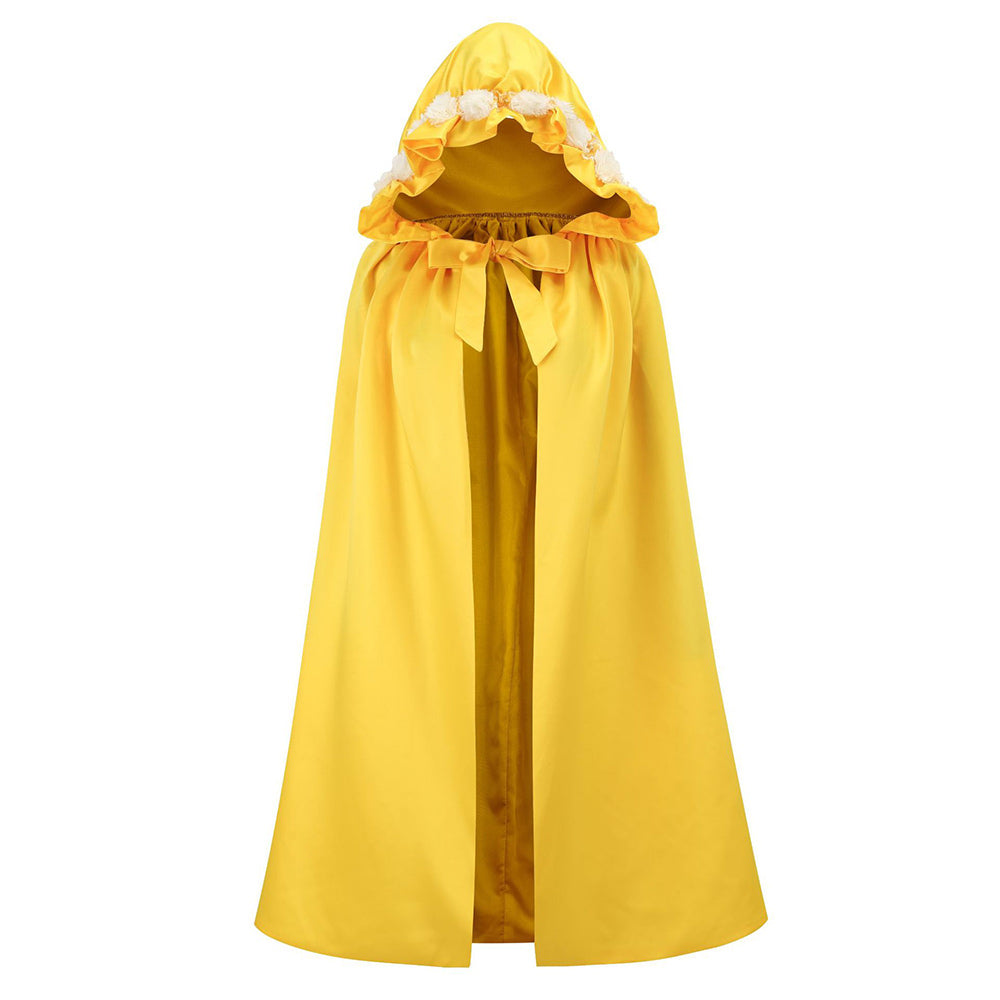 Kids Children Movie Beauty And The Beast Belle Yellow Cloak Outfits Cosplay Costume Halloween Carnival Suit 