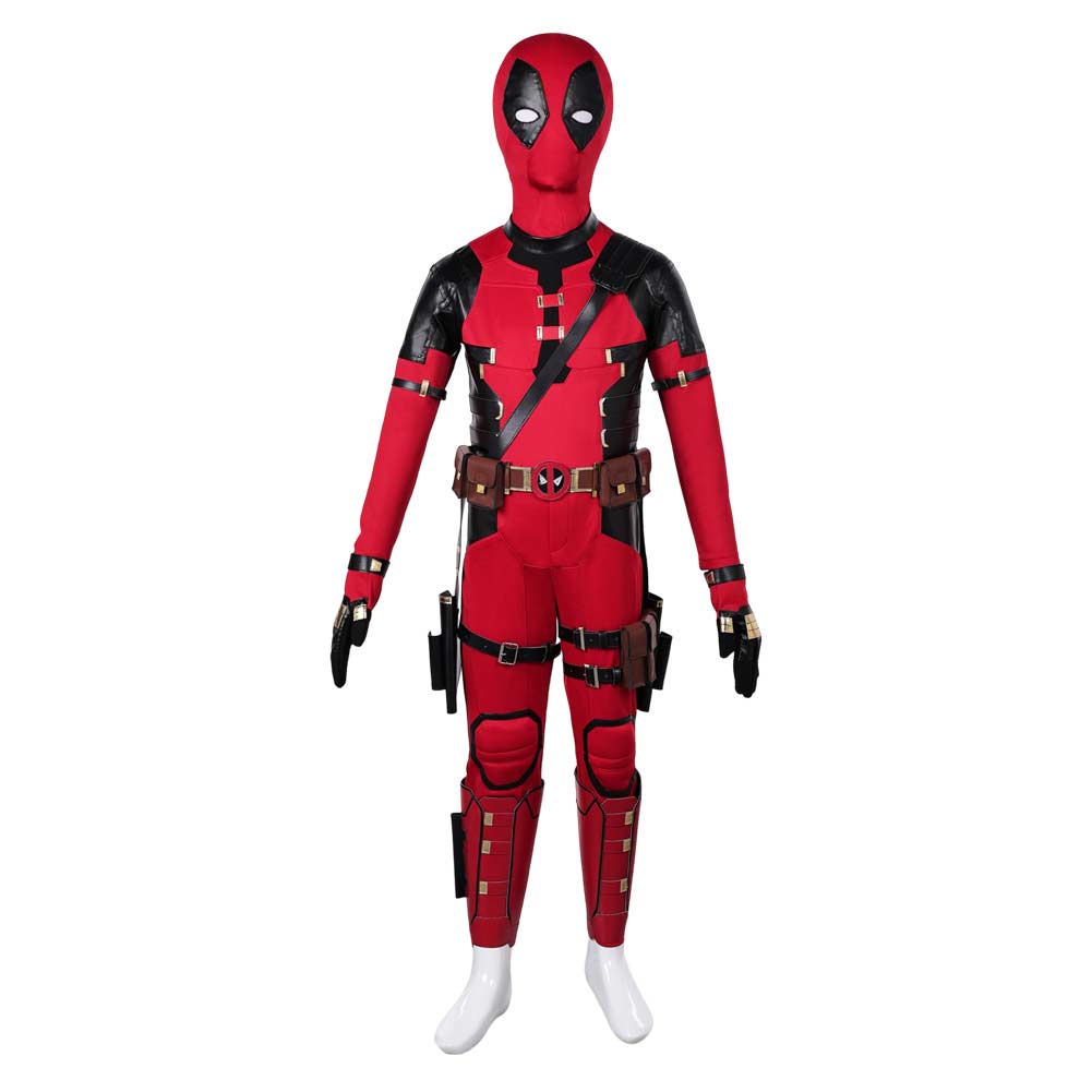 Kids Children Movie Deadpool & Wolverine (2024) Deadpool Red Outfits Cosplay Costume Halloween Carnival Suit 