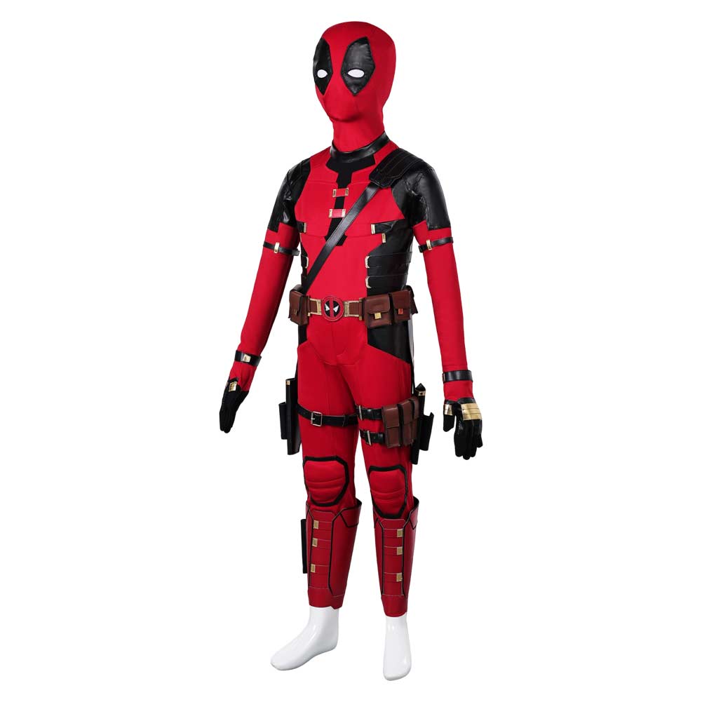 Kids Children Deadpool Wolverine (2024) Deadpool Red Outfits Cosplay Costume Halloween Carnival Suit