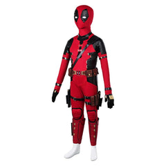 Kids Children Movie Deadpool & Wolverine (2024) Deadpool Red Outfits Cosplay Costume Halloween Carnival Suit 