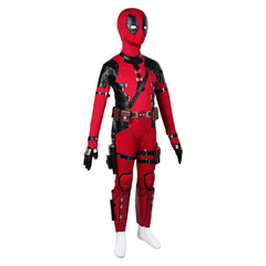 Kids Children Movie Deadpool & Wolverine (2024) Deadpool Red Outfits Cosplay Costume Halloween Carnival Suit 