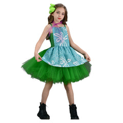 Kids Children Movie Inside Out 2 (2024) Disgust Green Tutu Dress Outfits Cosplay Costume Halloween Carnival Suit 