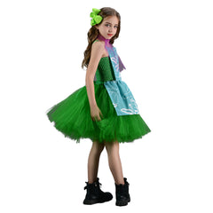 Kids Children Movie Inside Out 2 (2024) Disgust Green Tutu Dress Outfits Cosplay Costume Halloween Carnival Suit 