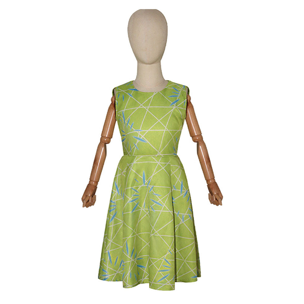 Kids Children Movie Inside Out 2 (2024) Joy Green Dress Outfits Cosplay Costume Halloween Carnival Suit