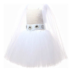 Kids Children Movie Leia White Tutu Dress Outfits Cosplay Costume Halloween Carnival Suit