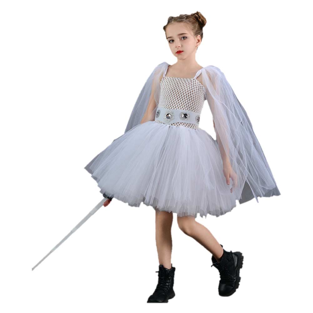 Kids Children Movie Leia White Tutu Dress Outfits Cosplay Costume Halloween Carnival Suit