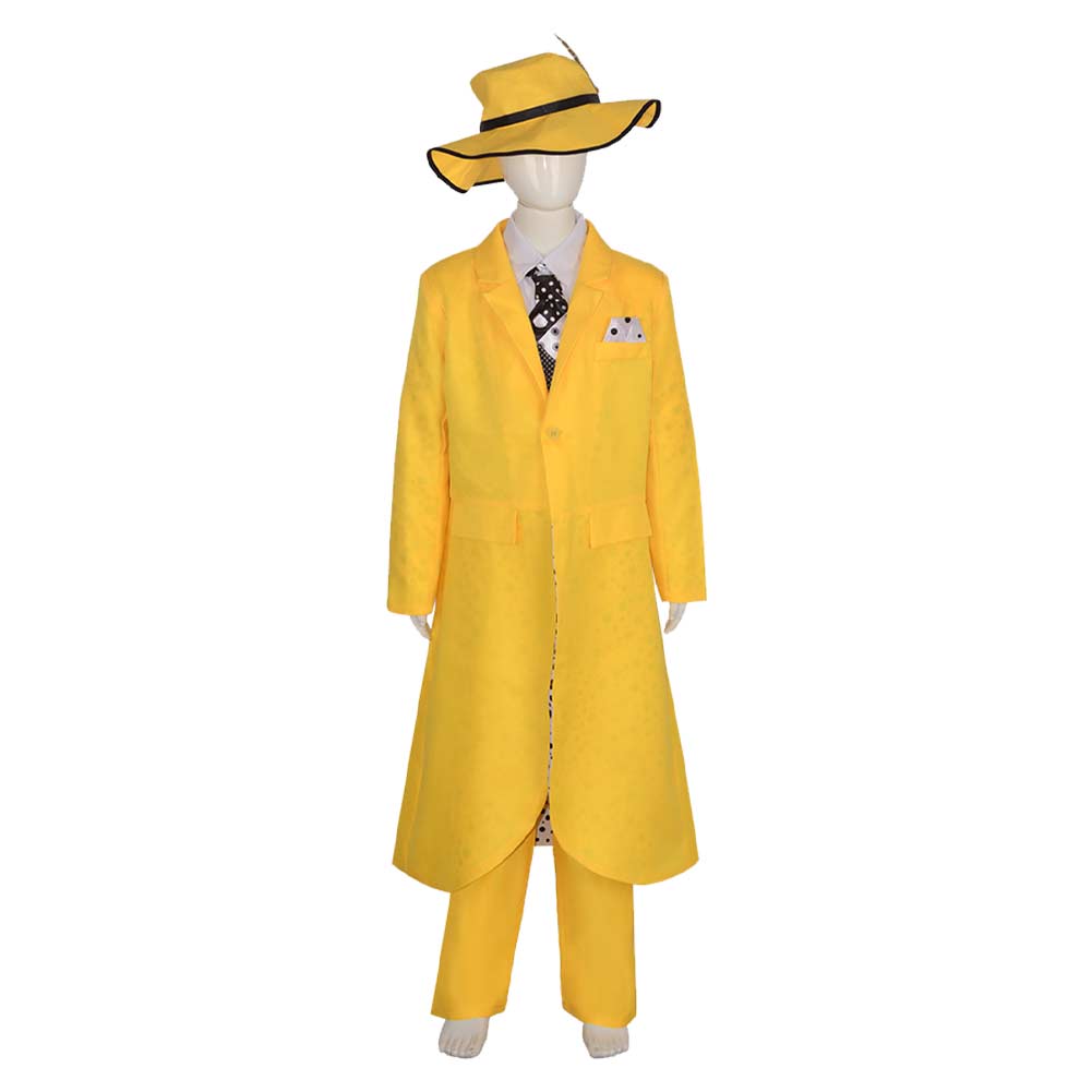 Kids Children Movie The Mask Jim Carrey Yellow Suit Outfits Cosplay Costume Halloween Carnival 