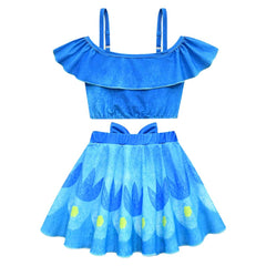 Kids Children Movie Trolls Band Together Poppy Blue Swimsuit Outfits Cosplay Costume Halloween Carnival Suit