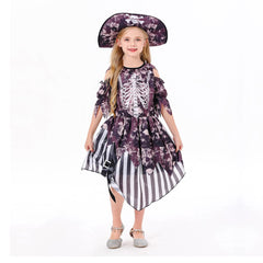 Kids Children Pirate Black Skull Dress Props Set Outfits Cosplay Costume Halloween Carnival Suit