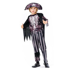 Kids Children Pirates Black Skull Props Set Outfits Cosplay Costume Halloween Carnival Suit