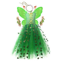 Kids Children Poison Ivy Green Tutu Dress Fairy Set Outfits Cosplay Costume 