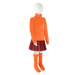 Kids Children SCOOBY-DOO Velma Orange Set Outfits Cosplay Costume 