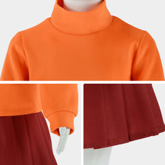 Kids Children SCOOBY-DOO Velma Orange Set Outfits Cosplay Costume 
