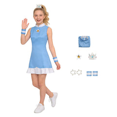 Kids Children The Super Mario (2026) Princess Rosalina Blue Sports Outfits Cosplay Costume