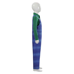 Kids Children The Super Mario Galaxy Movie (2026) Luigi Blue Overalls Set Outfits Cosplay Costume