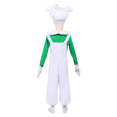 Kids Children The Super Mario Galaxy Movie (2026) Luigi White Plush Hat Jumpsuit Outfits Cosplay Costume