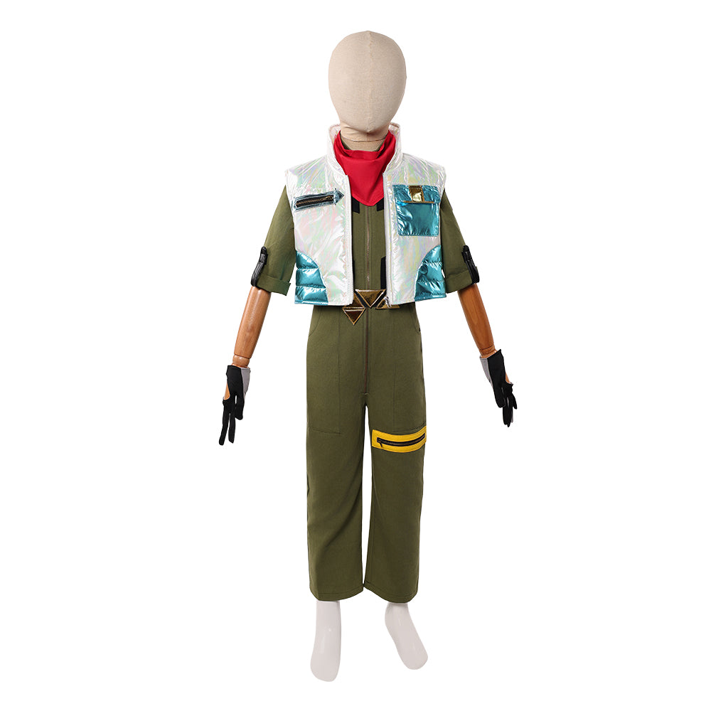 Kids Children The Super Mario Galaxy Movie (2026) Star Fox McCloud Green Jumpsuit Set Outfits Cosplay Costume