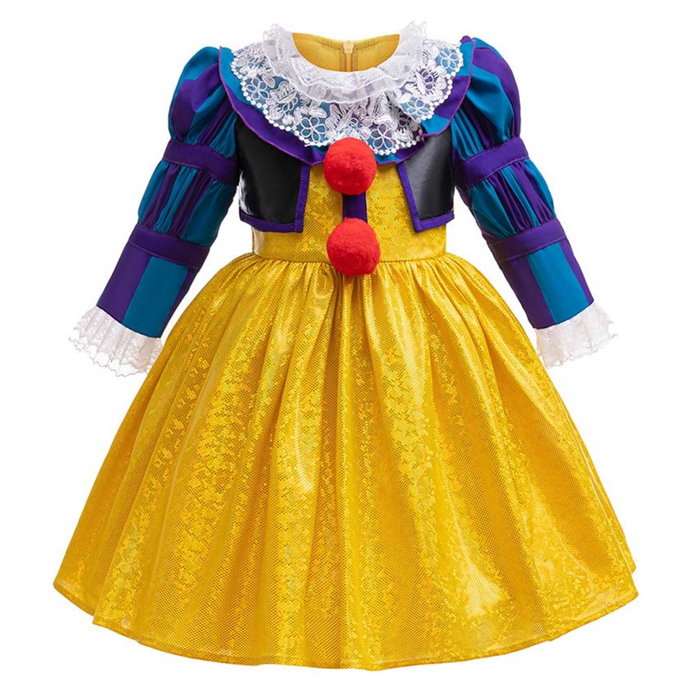 Kids Children TV It 1990 Pennywise Yellow Dress Outfits Cosplay Costume Halloween Carnival Suit 