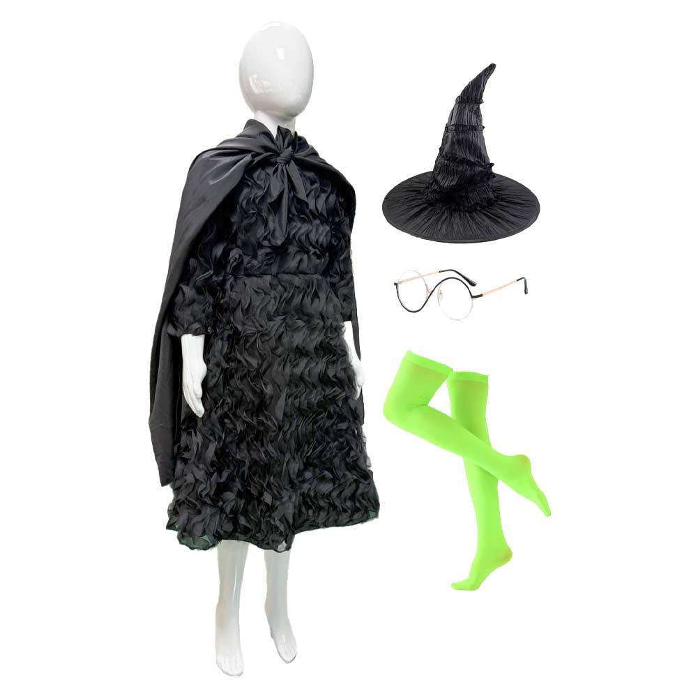 Kids Children Wicked (2024) Elphaba Black Witch Set Outfits Cosplay Costume 