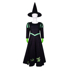 Kids Children Wicked Elphaba Black Dress Outfits Cosplay Costume Halloween Carnival Suit