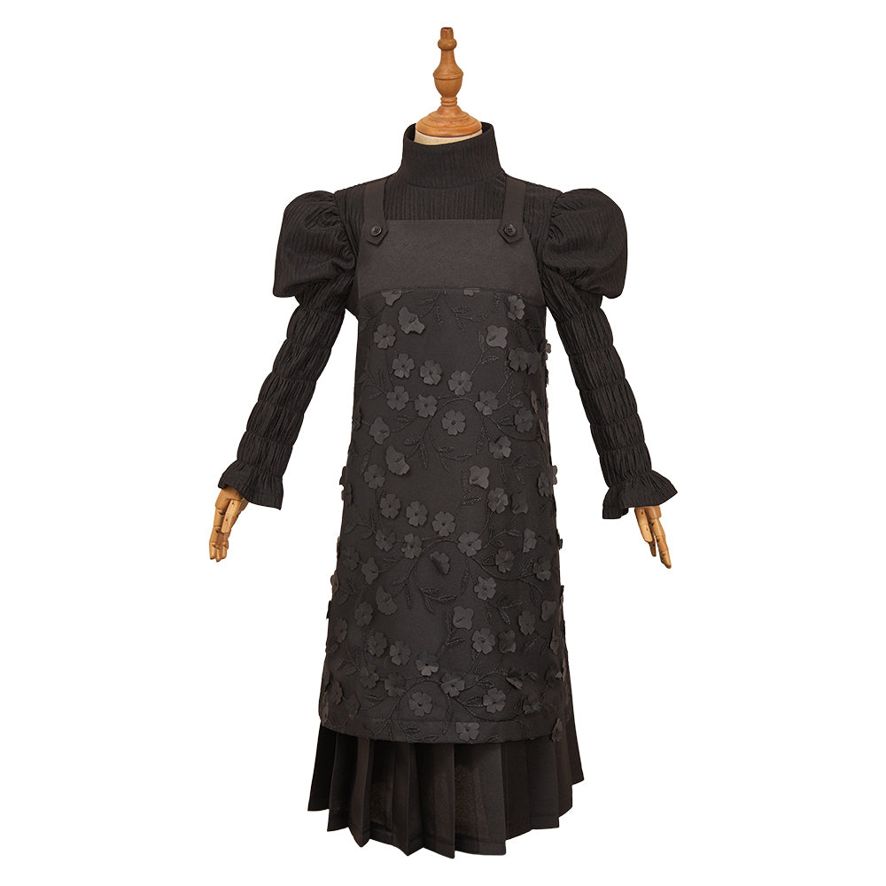 Kids Children Wicked: For Good (2025) Elphaba Black Shirt Overall Dress Outfits Cosplay Costume 