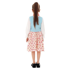 Kids Children World Book Day Red Floral Skirt Outfits Cosplay Costume Carnival Suit