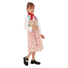 Kids Children World Book Day Red Floral Skirt Outfits Cosplay Costume Carnival Suit