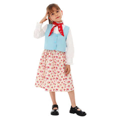 Kids Children World Book Day Red Floral Skirt Outfits Cosplay Costume Carnival Suit