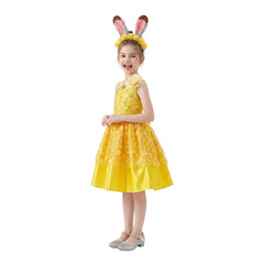 Kids Children Zootopia 2 Judy Yellow Dress Headband Set Outfits Cosplay Costume 