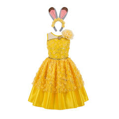 Kids Children Zootopia 2 Judy Yellow Dress Headband Set Outfits Cosplay Costume 