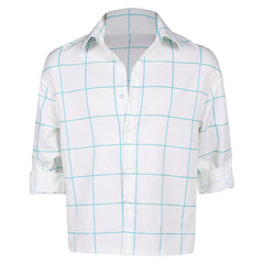 KPop Demon Hunters (2025) Jinu Saja White Grid Check Shirt Outfits Cosplay Costume
