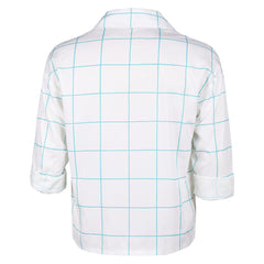 KPop Demon Hunters (2025) Jinu Saja White Grid Check Shirt Outfits Cosplay Costume