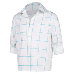 KPop Demon Hunters (2025) Jinu Saja White Grid Check Shirt Outfits Cosplay Costume
