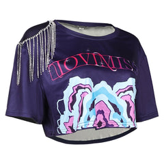 KPop Demon Hunters (2025) Mira Blue Shirt Crop Top Cosplay Costume